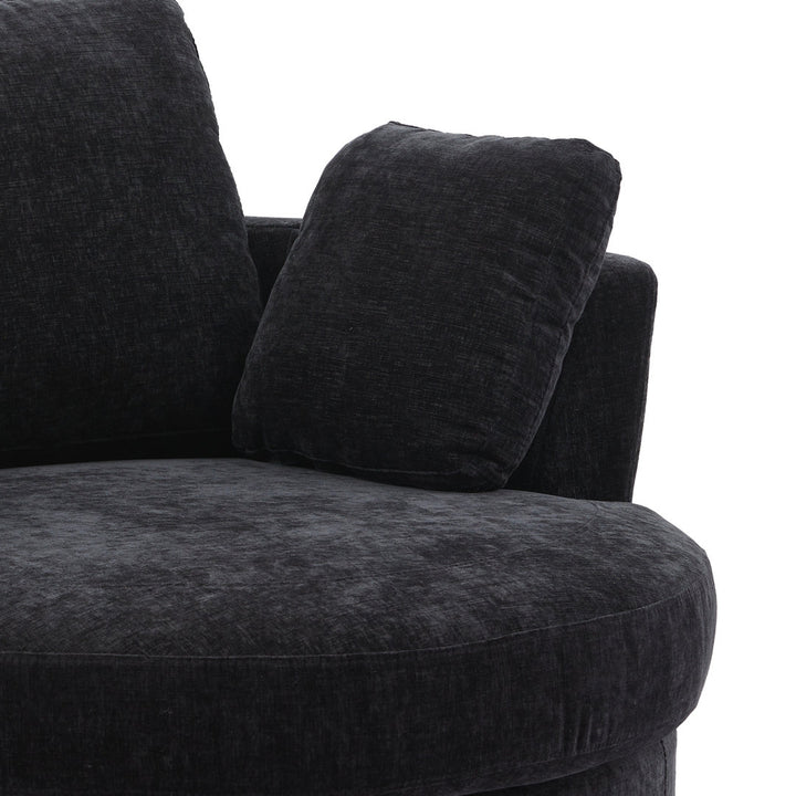 42" Wide Slipcovered Swivel Barrel Chair Latitude Run® Body Fabric: Black Chenille