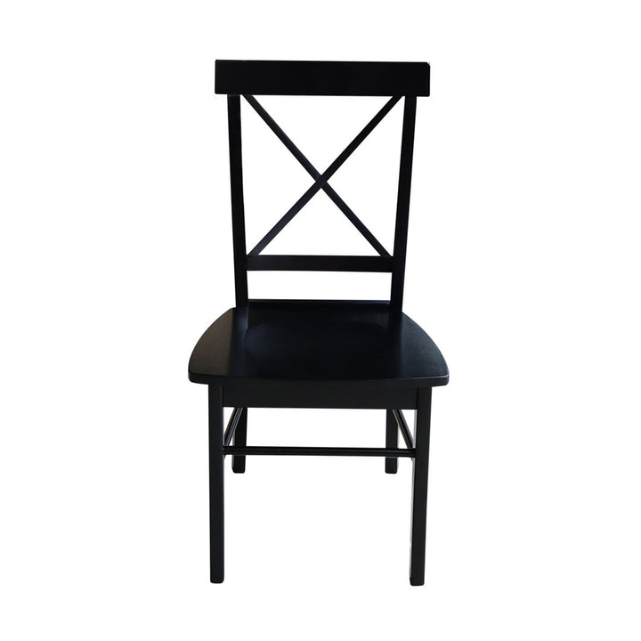 Solid Wood Cross Back Side Chair (Set of 2) August Grove® Color: Black
