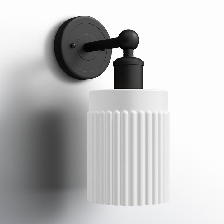 Elloise 1-Light Armed Sconce Kelly Clarkson Home Shade Color: Matte White Fixture Finish: Matte Black