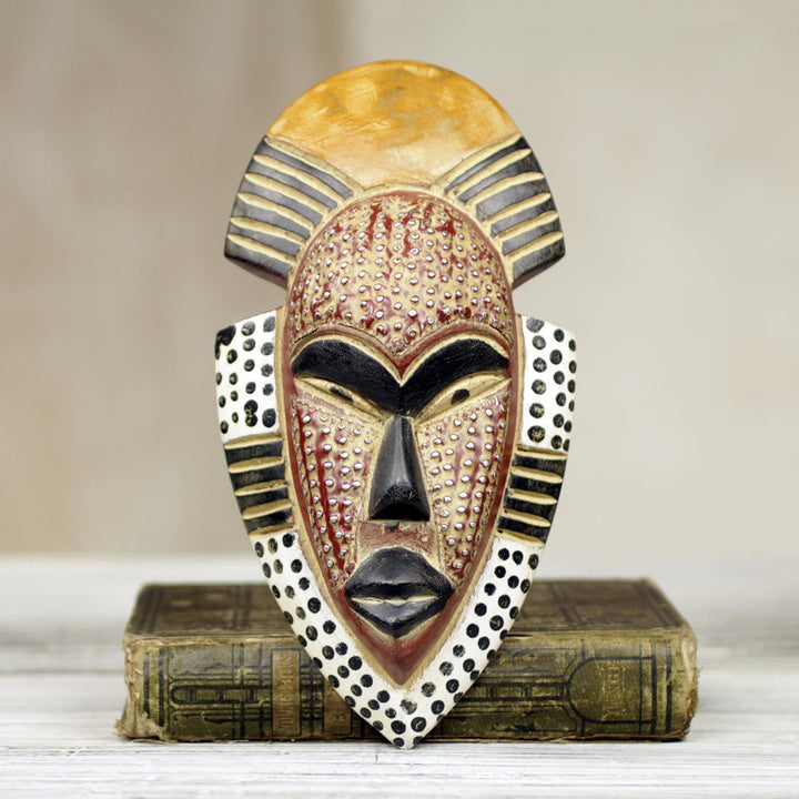 Happiness Hand Carved West African Sese Wood Wall Decor Mask World Menagerie