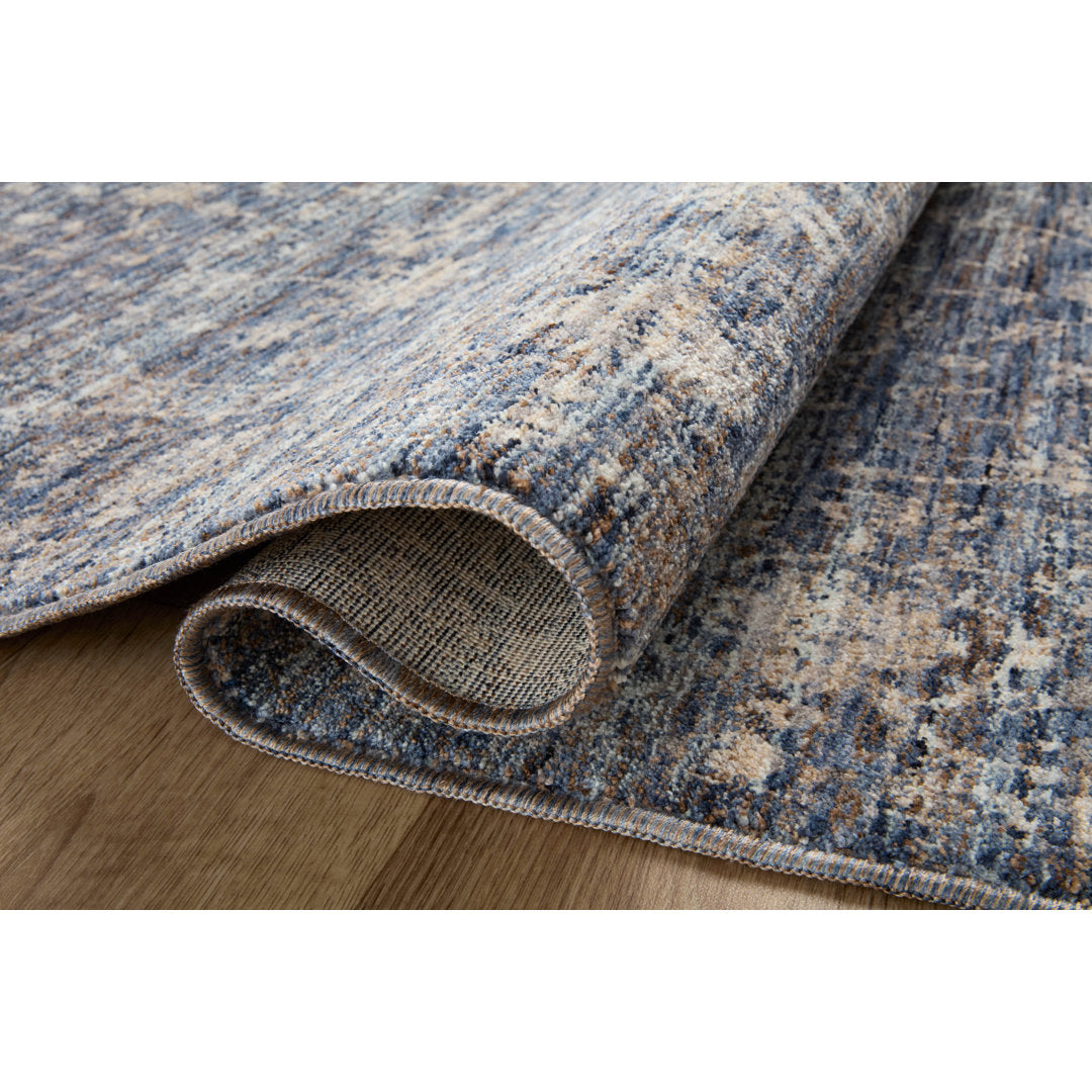 Sorrento Oriental Machine Made Power Loom Polyester Area Rug in Blue Loloi Rugs Rug Size: Round 7'10"