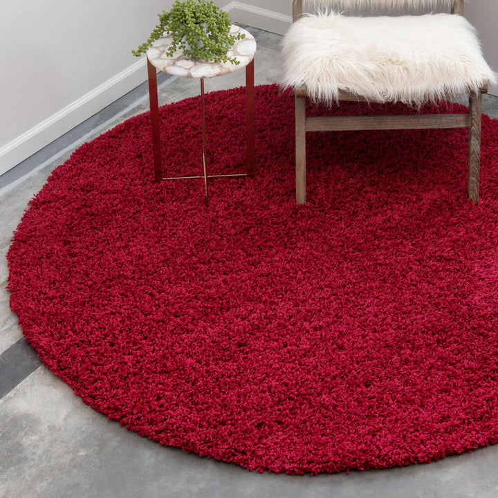 Angeline Cherry Red Area Rug Ebern Designs Rug Size: Round 8'