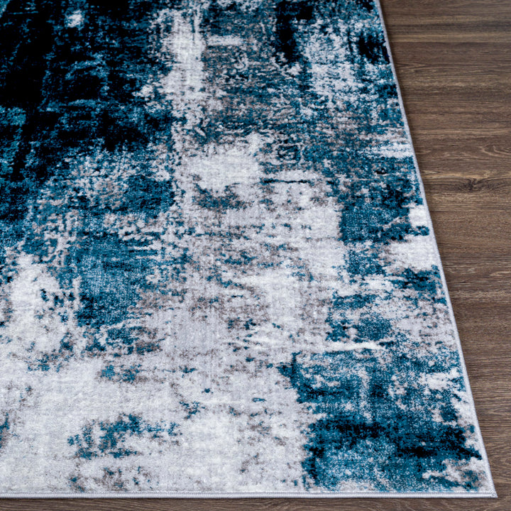 Cornwell Machine-Woven Abstract Aqua/Navy Area Rug Steelside™ Rug Size: Rectangle 6'7" x 9'