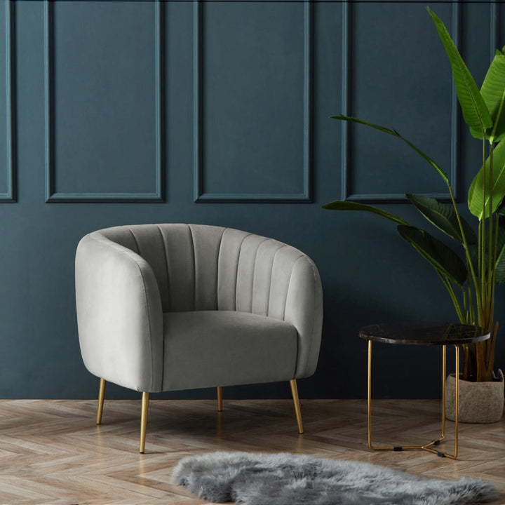 Samouri Modern Channel Tufted Barrel Accent Chair Willa Arlo™ Interiors Fabric: Dove Polyester