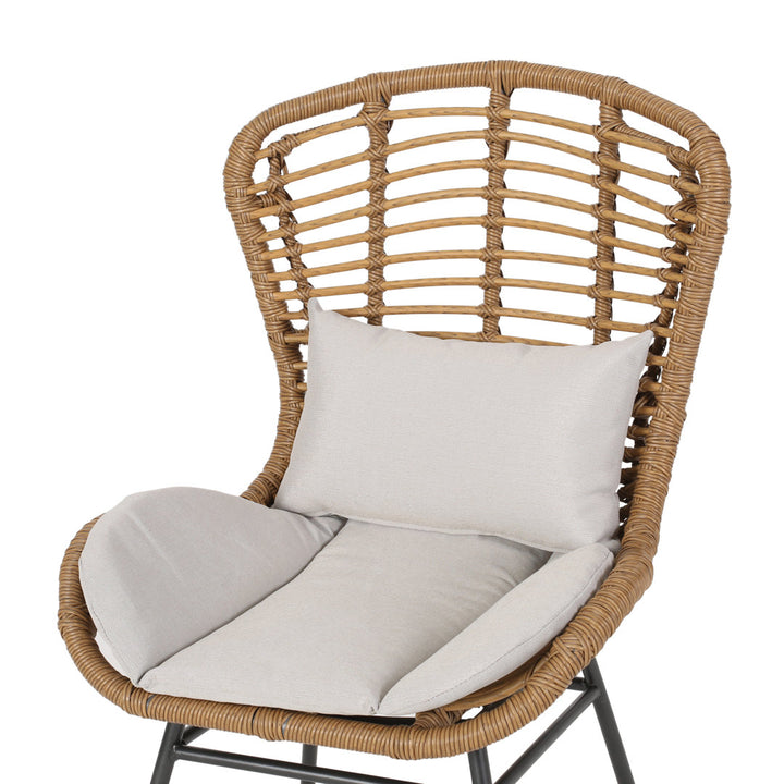 Frazer Patio Chair with Cushions (Set of 2) Mistana™ Frame Color: Light Brown Frame, Cushion Color: Beige