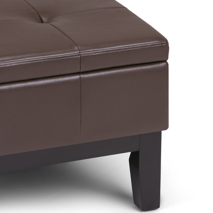 Dover Square Coffee Table Storage Ottoman,Assembled Simpli Home Fabric: Chocolate Brown