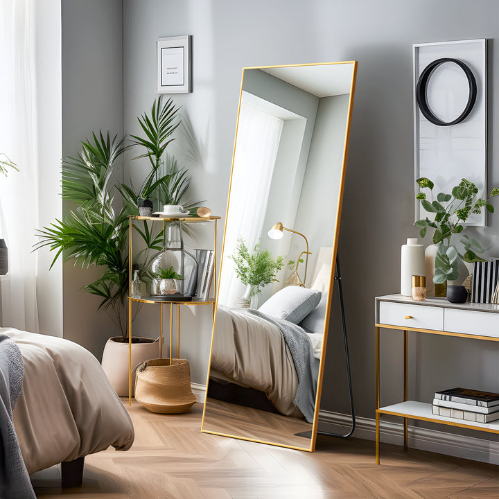 Koudia Metal Framed Standing Mirror Wrought Studio™ Size: 64" x 21" Finish: Gold
