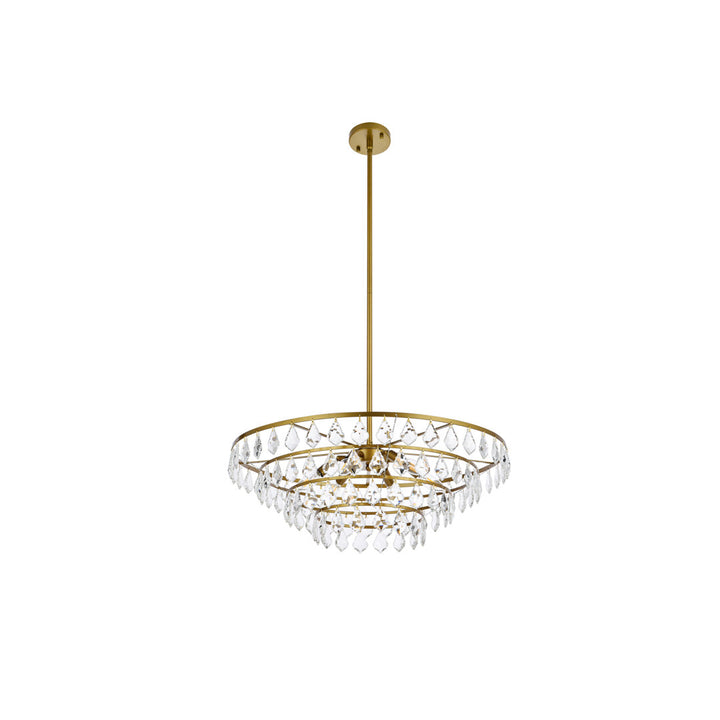 Marina 6 - Light Unique Tiered Chandelier with Crystal Greyleigh™ Size: 58" H x 28" W x 28" D Finish: Brass