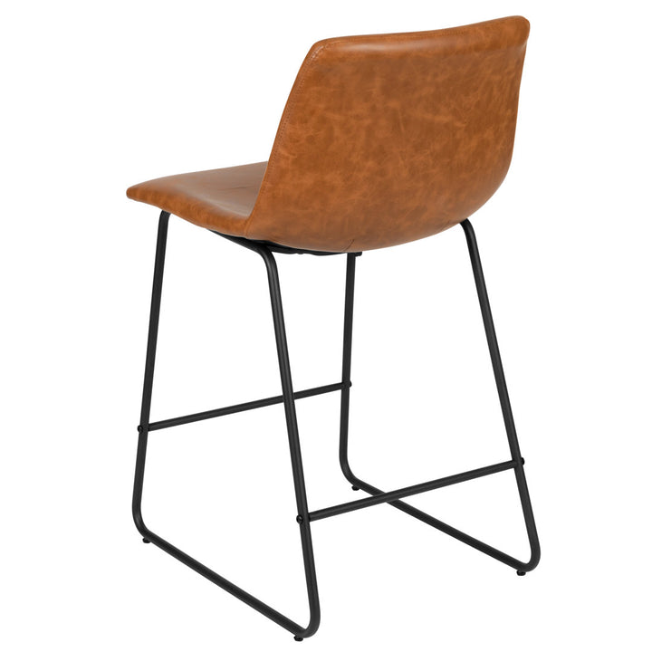 Liekele Upholstered Counter Height Modern Dining Stools by Flash Furniture (Set of 2) Ivy Bronx Seat Height: Counter Stool (24” Seat Height), Upholstery: Light Brown Faux Leather