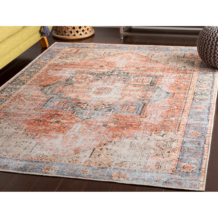 Mya Machine Washable Oriental Brick Red/Light Gray Area Rug World Menagerie Rug Size: Rectangle 6'7" x 9'