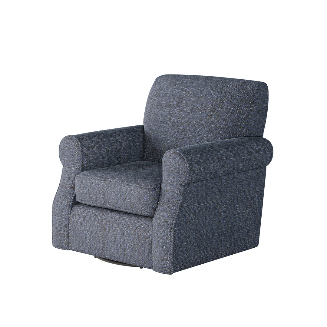 Silverlock Polyester Swivel Armchair Lark Manor™ Body Fabric: Sugarshack Navy Polyester Blend