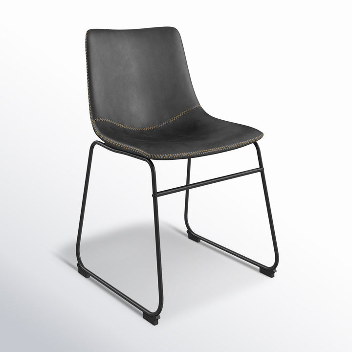 Nia Vegan Leather Side Chair (Set of 2) AllModern Frame Color: Black, Upholstery Color: Black