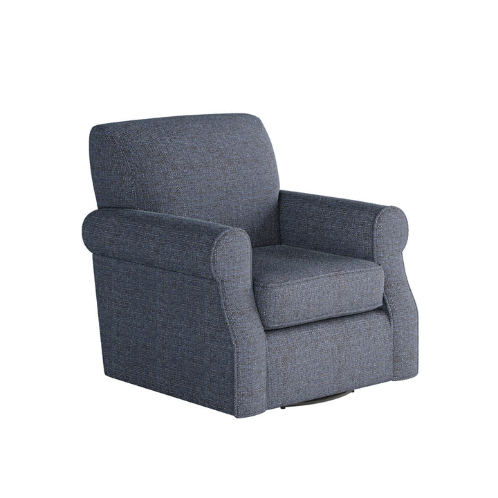 Silverlock Polyester Swivel Armchair Lark Manor™ Body Fabric: Sugarshack Navy Polyester Blend