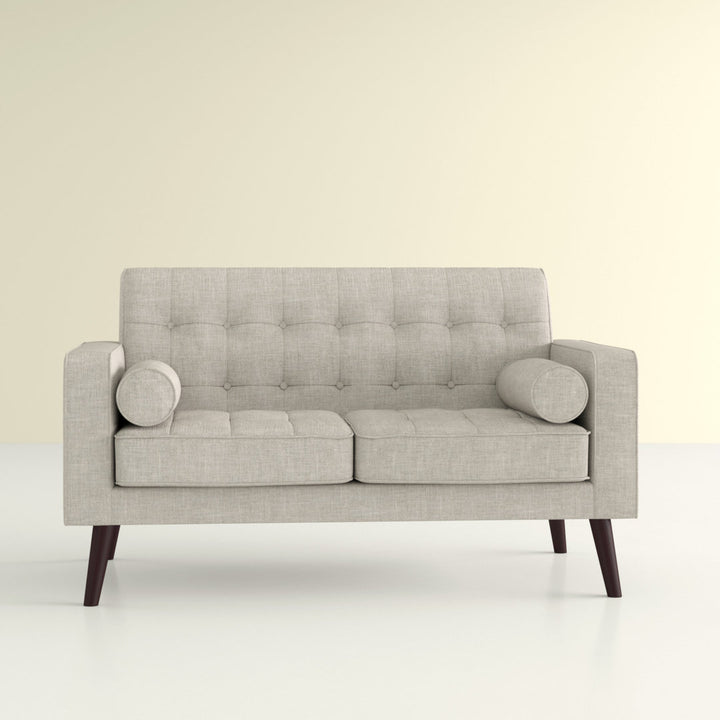 Benayah 56.3" Linen Square Arm Loveseat George Oliver Upholstery: Beige/Light Gray