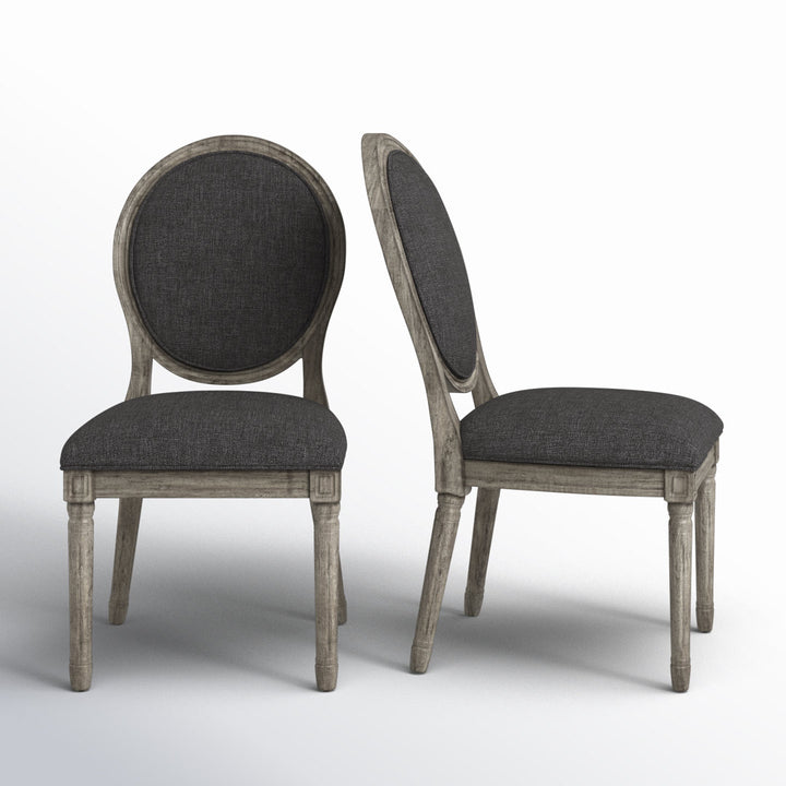 Libretto Linen Upholstered Side Chair (Set of 2) Kelly Clarkson Home Leg Color: Antique Gray Oak, Color: Dark Gray
