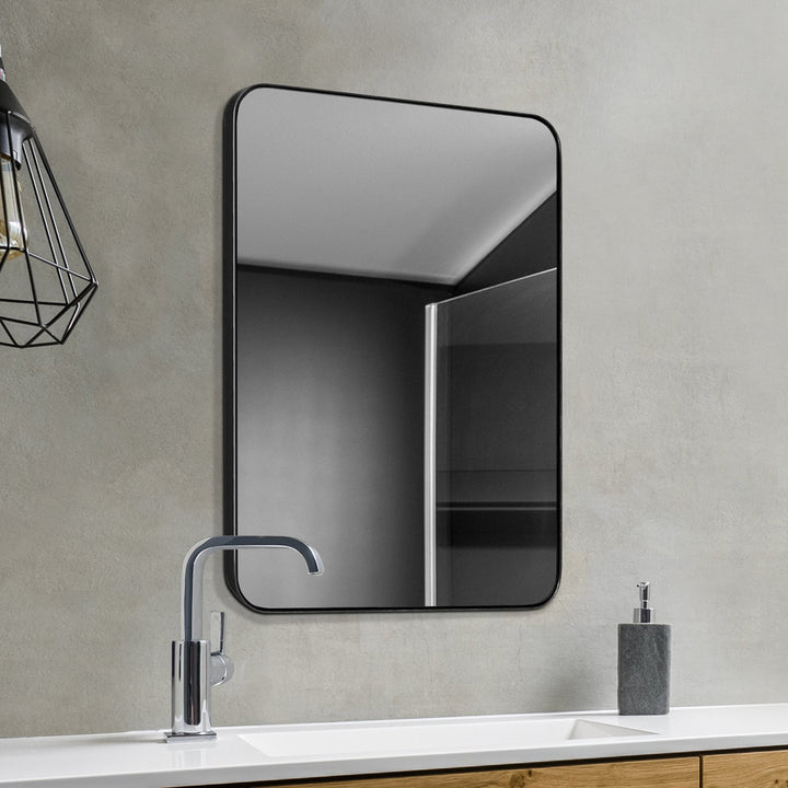 Markhai Modern Accent Mirror Orren Ellis Size: 36" x 24" Finish: Matte Black