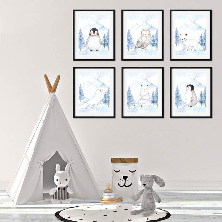 Davlos Penguin, Owl, Winter Fox, Bear, Seal 6-Piece Set Paper Print Harriet Bee