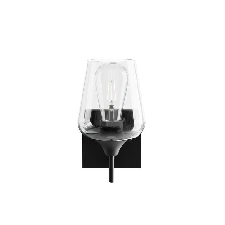 Herriman 1 - Light Dimmable Armed Sconce Ebern Designs Shade Color: Clear Finish: Matte Black