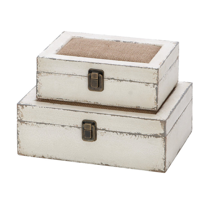 Nazaret White Wood Box with 2 Pieces Hinged Lid Breakwater Bay
