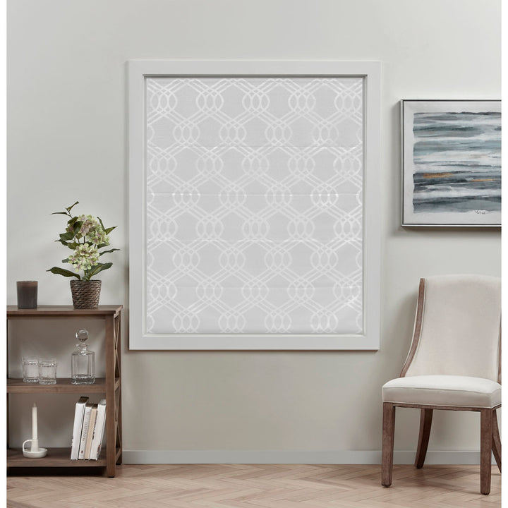 Exclusive Home Prague Trellis 100% Blackout Roman Shade Amalgamated Textiles Color: White Width: 34" W