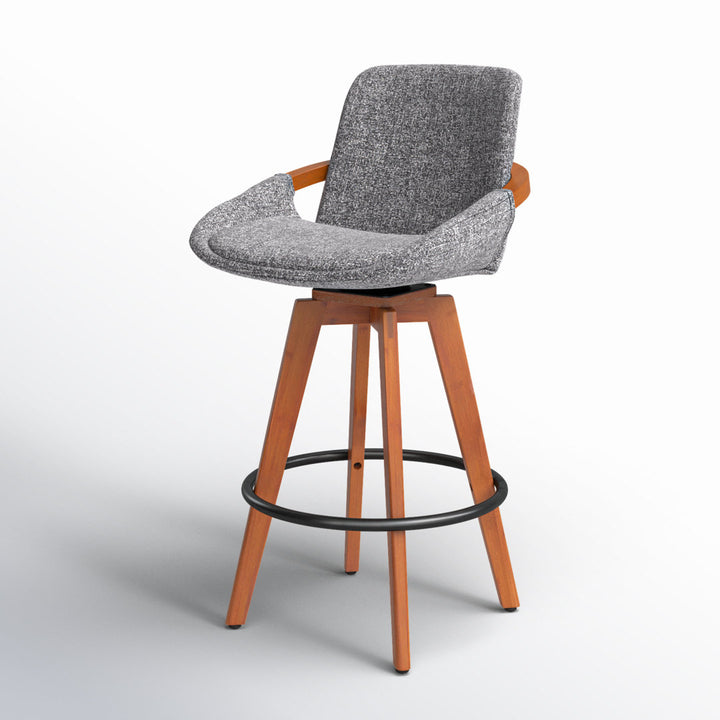 Whitacre Swivel Stool Wade Logan® Seat Height: Counter Stool (26" Seat Height), Upholstery: Gray Noise Tweed