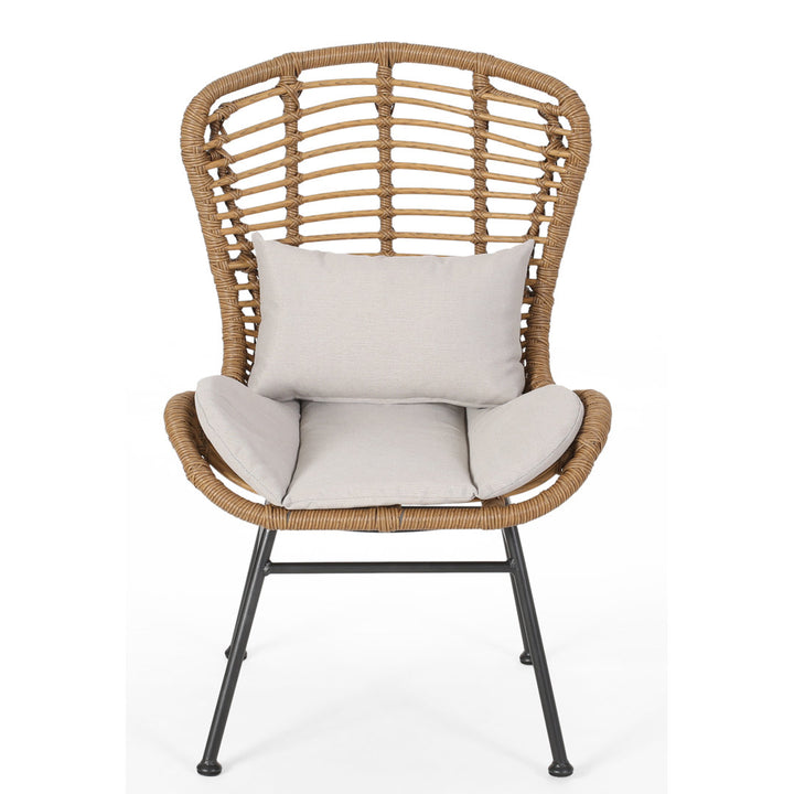 Frazer Patio Chair with Cushions (Set of 2) Mistana™ Frame Color: Light Brown Frame, Cushion Color: Beige