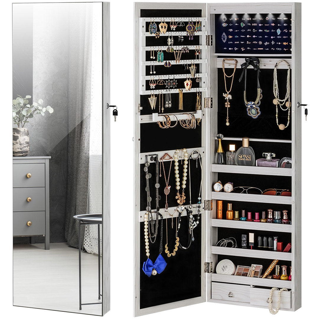 Grishilde Wall Mounted Jewelry Armoire with Mirror Latitude Run® Color: White