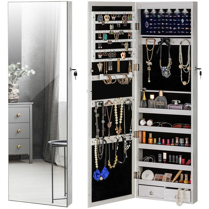 Grishilde Wall Mounted Jewelry Armoire with Mirror Latitude Run® Color: White