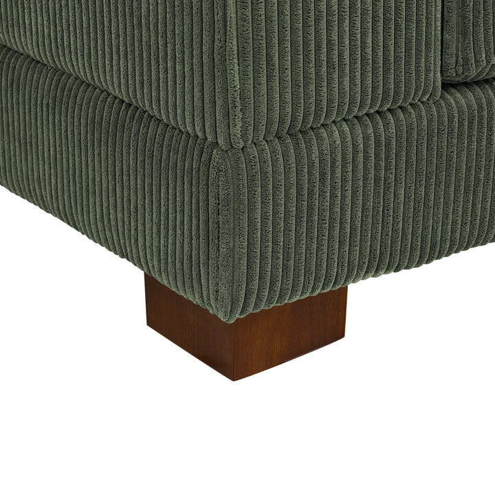 Andreco 144" Wide Reversible Modular Corner Sectional with Ottoman Wade Logan® Body Fabric: Hunter Green Corduroy