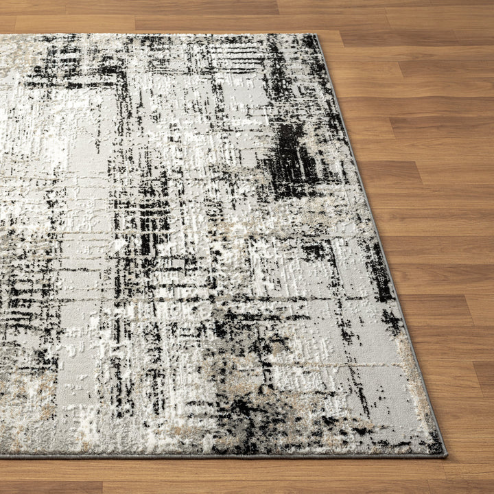 Kailianna Abstract Black/White Area Rug 17 Stories Rug Size: Rectangle 9' x 12'
