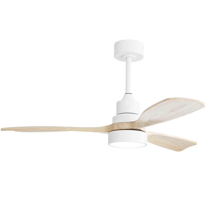 48" Nicola 3 - Blade Matte White Modern Ceiling Fan with Remote Control and Light Kit George Oliver Finish: White with Burlywood Blades