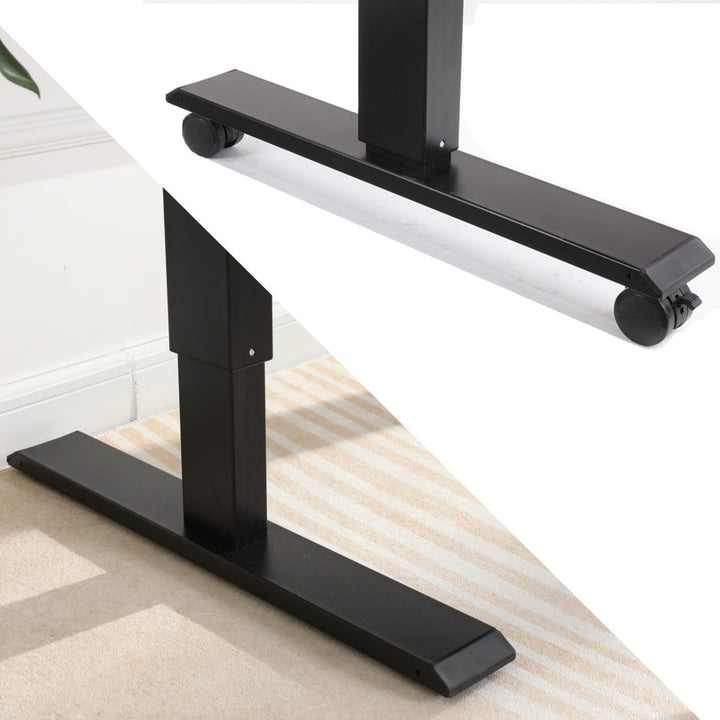 Kashif 55'' Electric Height Adjustable Standing Desk With 2 USB Ports, 3 Power Outlets, and 4 Casters, 2 Hooks, Big Mouse Pad Inbox Zero Color: Brown