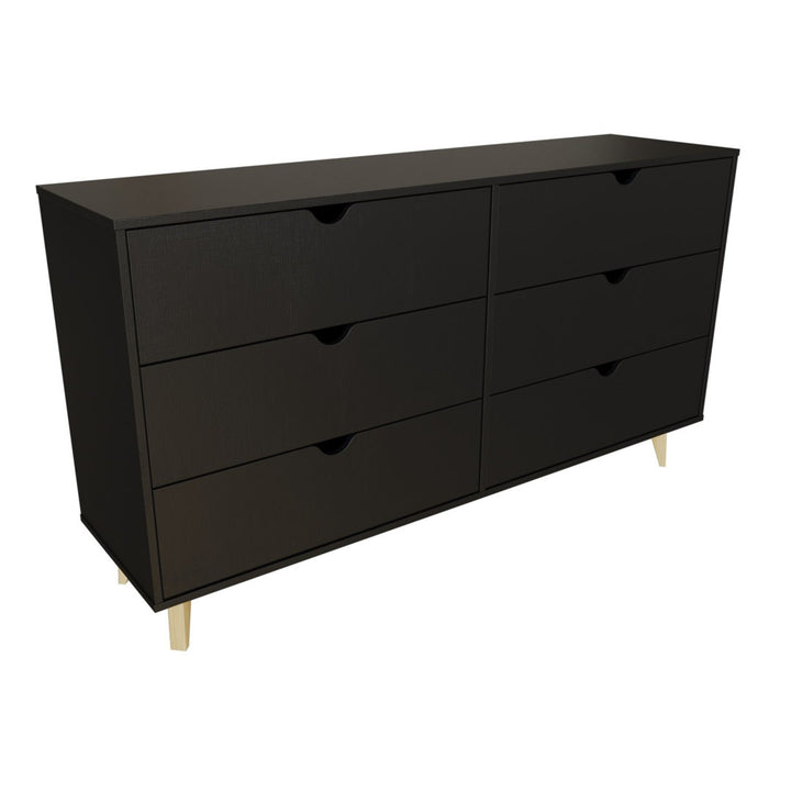 6 Drawer 59" W Double Dresser George Oliver Color: Black