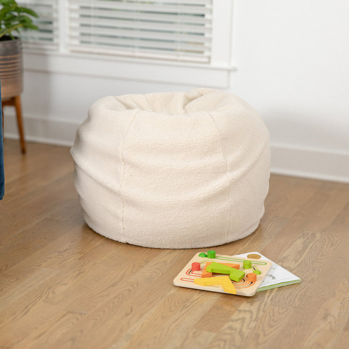 Classic Refillable Cotton Bean Bag Chair Mack & Milo™ Size: Small Body Fabric: Natural Sherpa Cotton Twill