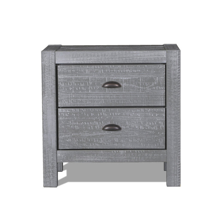 Montauk 2 Drawer Nightstand Grain Wood Furniture Color: Rustic Gray