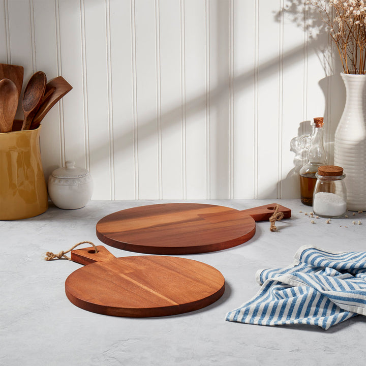 Rustic Serving Denmark 2 piece Acacia Wood Round Cutting Board Set (Set of 2) Denmark