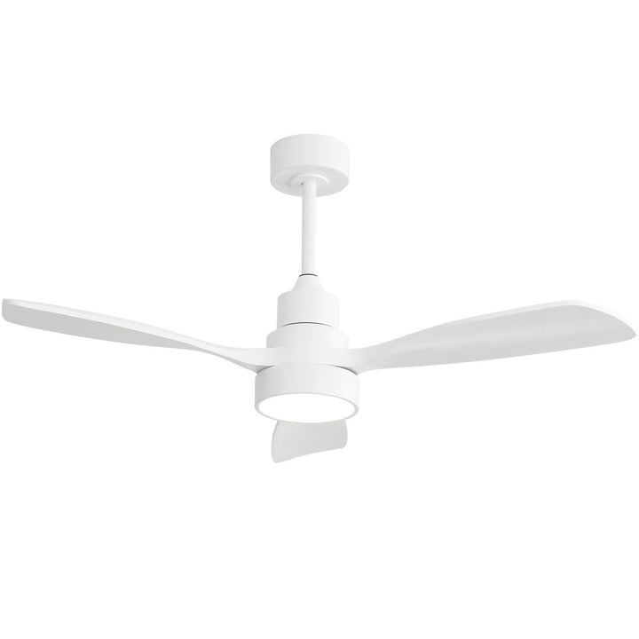 48" Nicola 3 - Blade Matte White Modern Ceiling Fan with Remote Control and Light Kit George Oliver Finish: White with White Blades