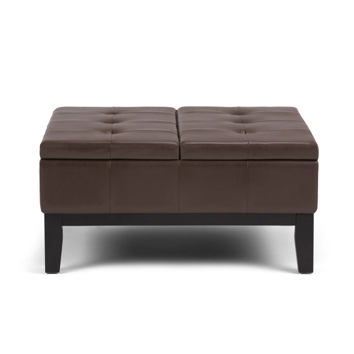 Dover Square Coffee Table Storage Ottoman,Assembled Simpli Home Fabric: Chocolate Brown