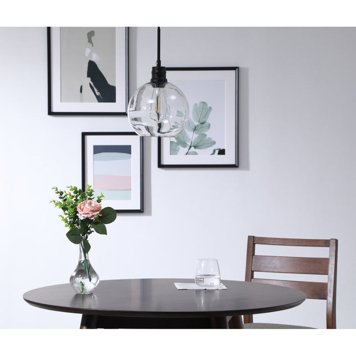Hammel 1 - Light Single Globe Pendant Wade Logan® Size: 14.8" H x 12.5" W x 12.5" D Finish: Black