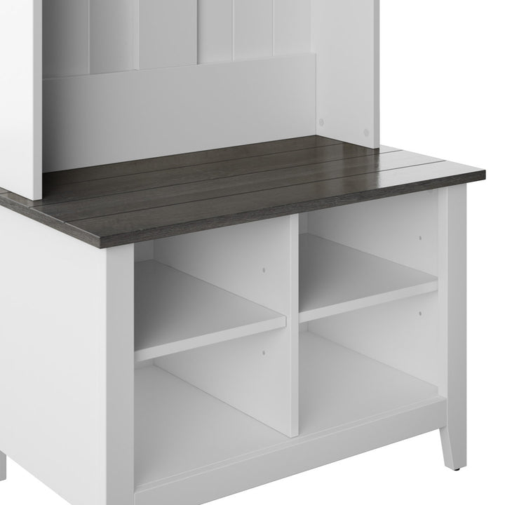 Cleobury Hall Tree with Bench and Shoe Storage Laurel Foundry Modern Farmhouse® Color: White
