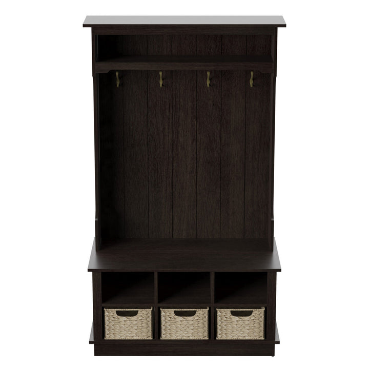Bridget Hall Tree with Open Storage Sand & Stable™ Color: Midnight Cherry