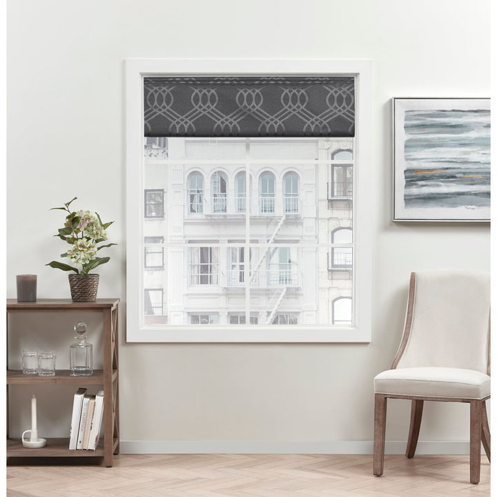 Exclusive Home Prague Trellis 100% Blackout Roman Shade Amalgamated Textiles Color: Gray Width: 31" W