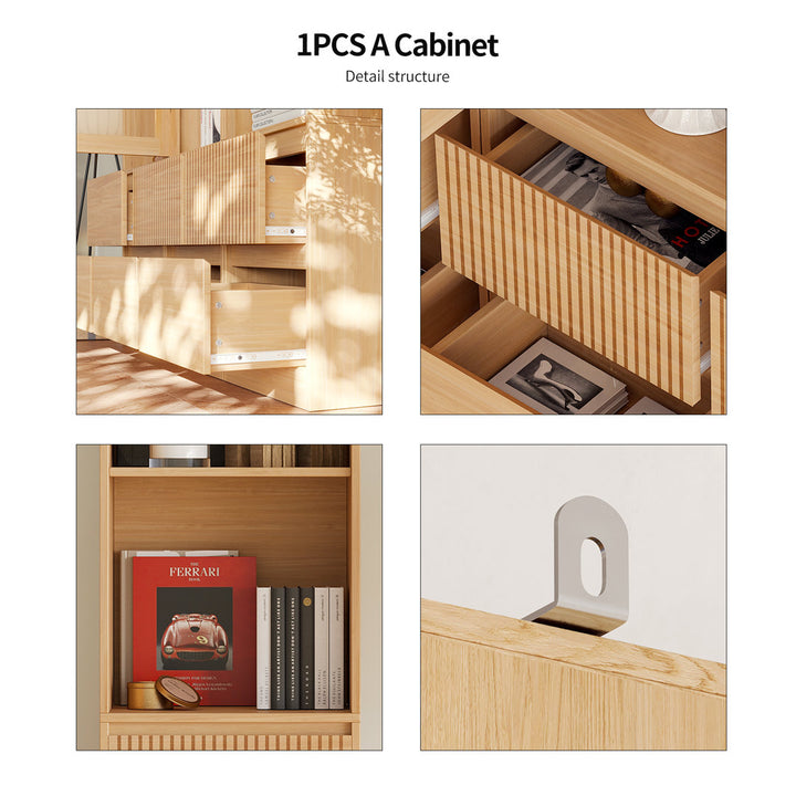 Branigans 5 Pcs 2-Tier Cube Bookshelf Storage Cabinet With Double Drawer And Shelf Latitude Run®