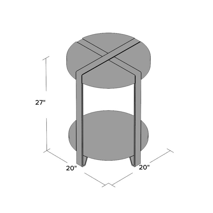 Lora 20" Dia Rustic Industrial Solid Wood and Metal Round End Table With 1 Shelf Birch Lane™