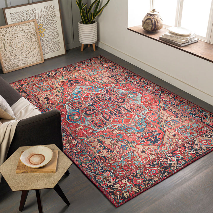 Fleckenstein Oriental Bright Red/Beige/Blue Area Rug Langley Street® Rug Size: Rectangle 7'6" x 9'6"