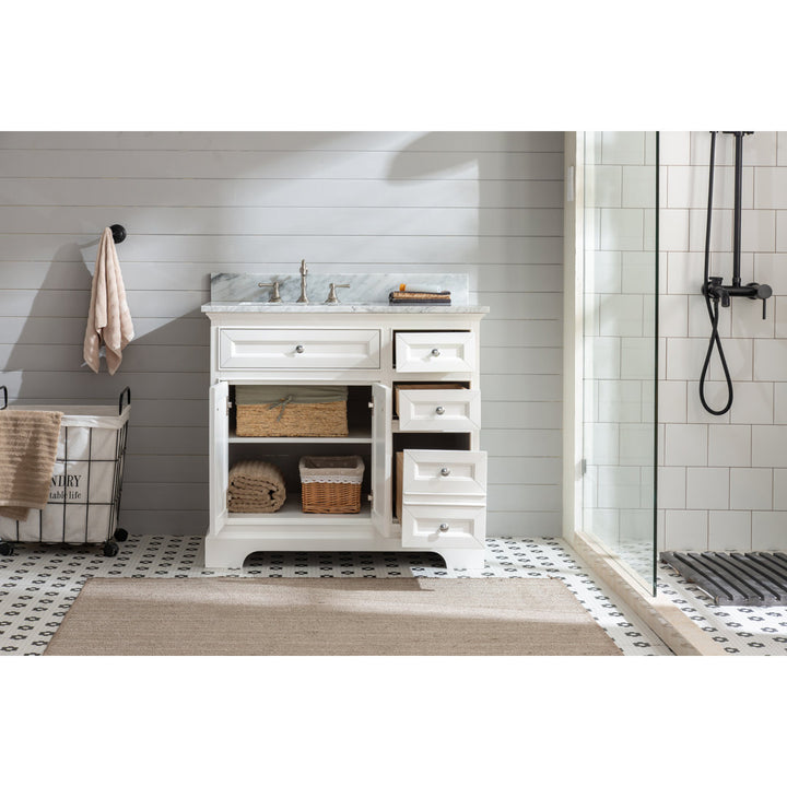 Amiri 37" Single Bathroom Vanity Set Birch Lane™ Base Finish: White