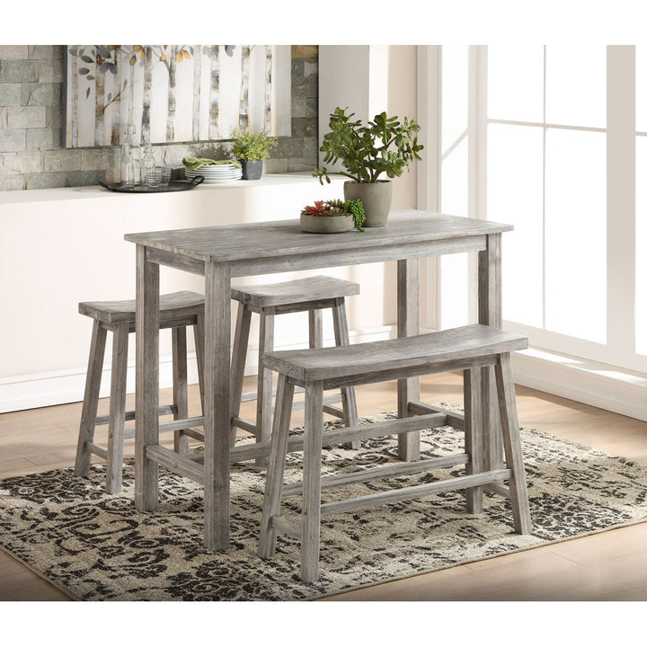 Colynn 4 - Person Counter Height Rubberwood Solid Wood Dining Set Dakota Fields Color: Storm Gray Wire-Brush