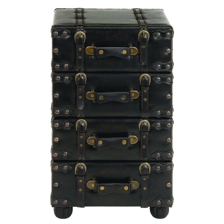 Urbana 4-Drawer Accent Chest with Buckle Straps & Gold Stud Accents Steelside™