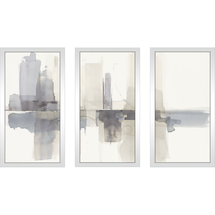 Improvisation II Gray - 3 Piece Picture Frame Multi-Piece Image Print Set on Plastic/Acrylic Mercury Row® Size: 33.5" H x 52.5" W x 1" D