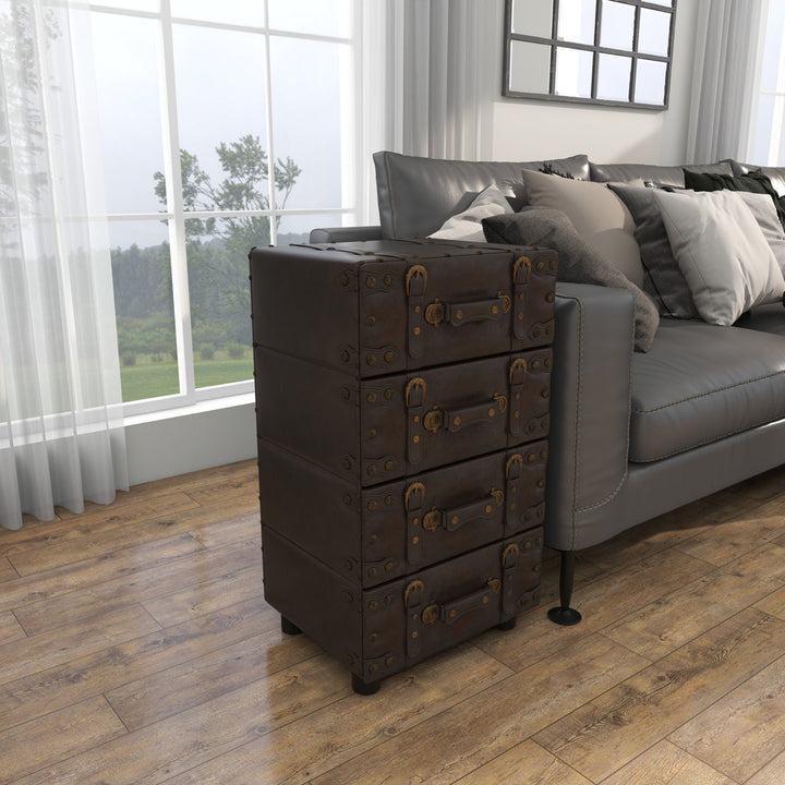 Urbana 4-Drawer Accent Chest with Buckle Straps & Gold Stud Accents Steelside™